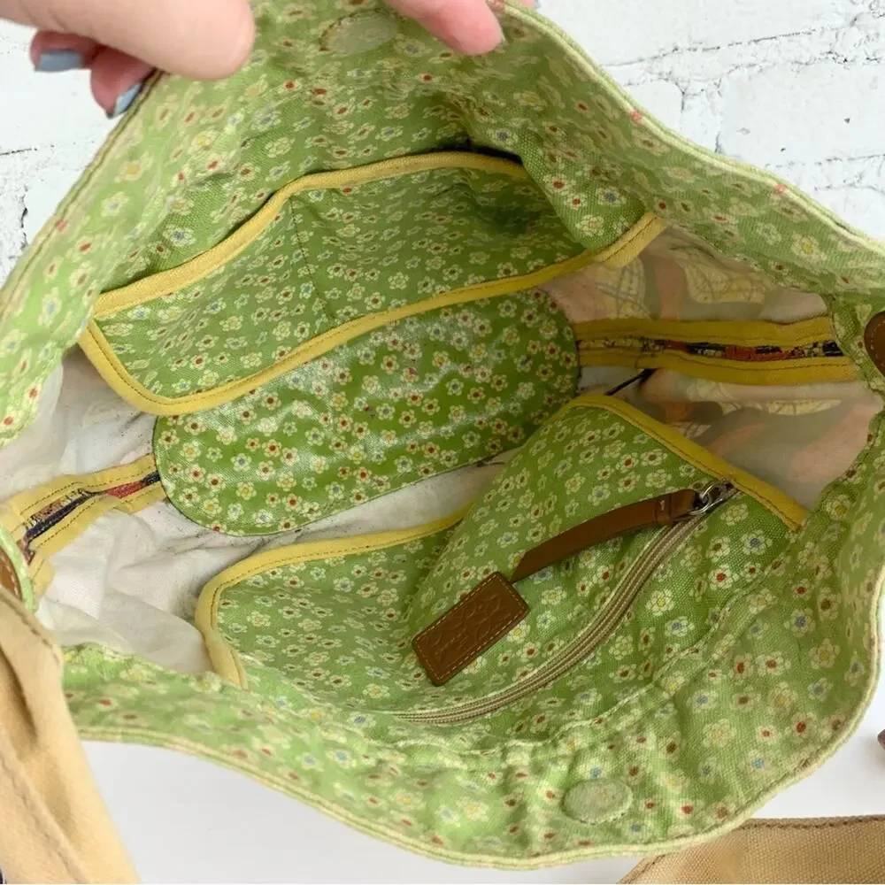 Fossil Floral Coated Canvas Shoulder Bag Hobo Purse